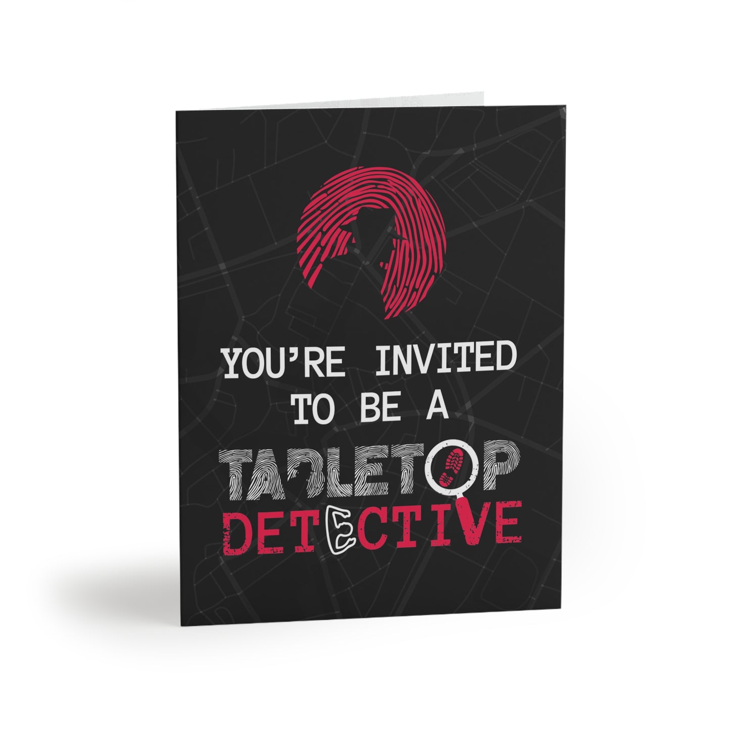 Tabletop Detective mystery night invitations (8, 16, and 24 pcs)