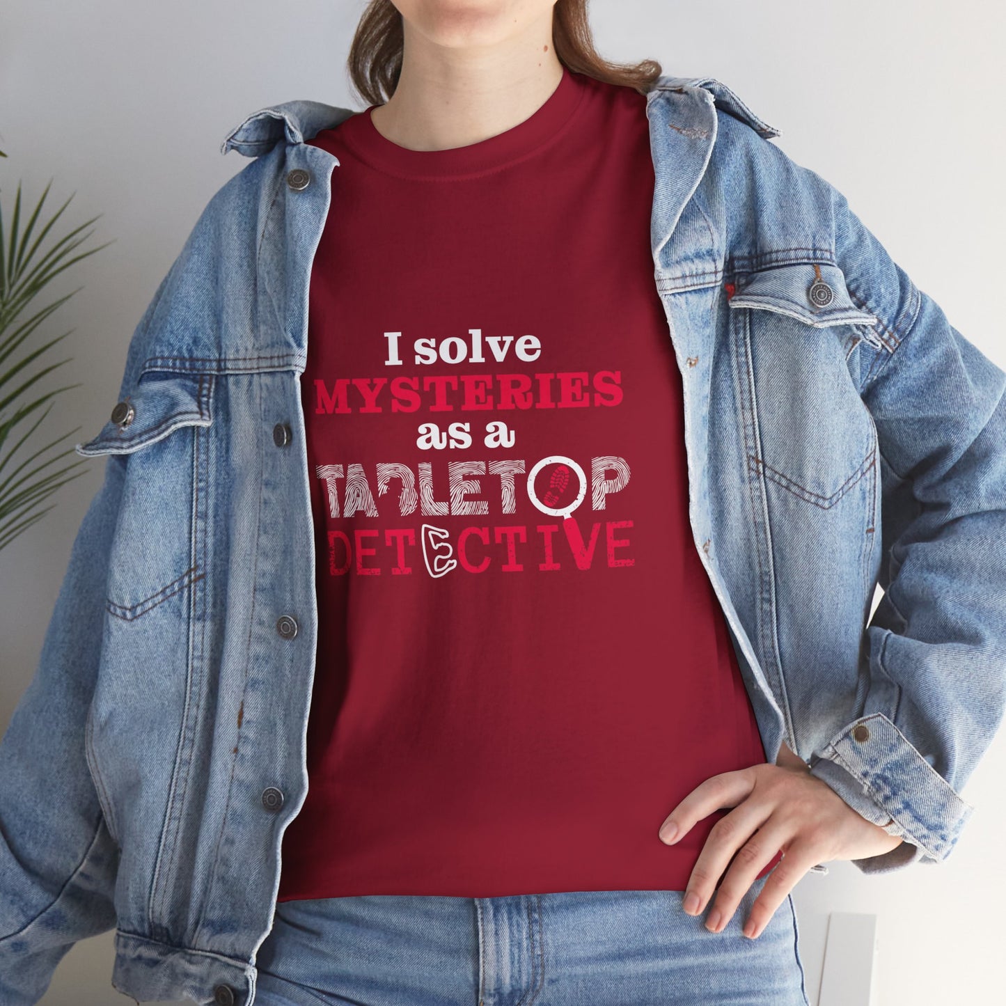 "I solve mysteries" Tabletop Detective t-shirt