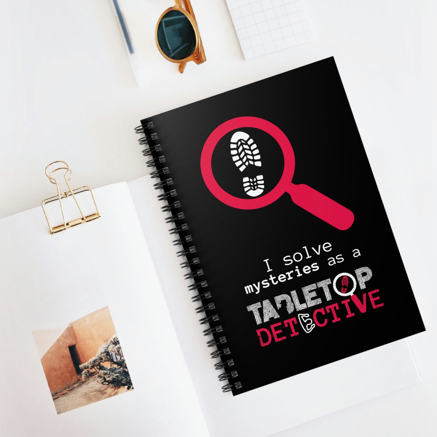 "I solve mysteries" Tabletop Detective spiral-bound notebook