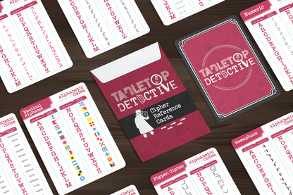 Tabletop Detective Cipher Solver reference cards